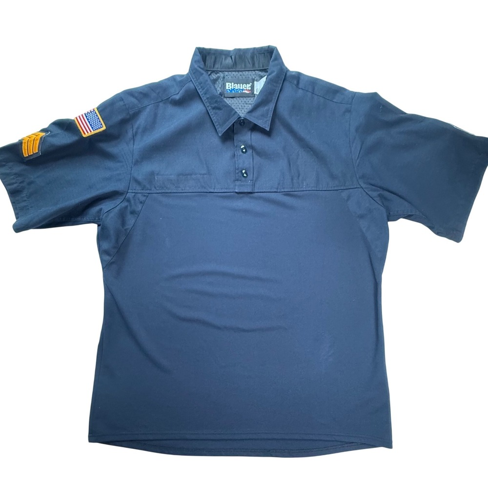 Blauer 8782 Dark Navy Tactical‎ Polo Shirt 2XL Tall Sergeant Patches USA Flag